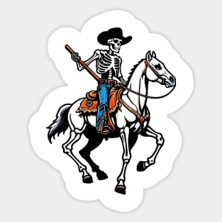 Funny Cowgirl Western Rodeo Skeleton Retro Sticker